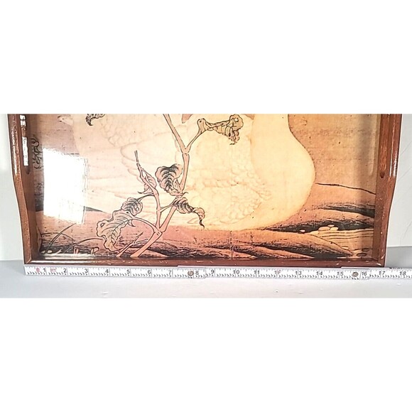 Vintage Wooden TV Tray White Swan Lap Desk Food Tray With Handles MCM 17"X12" - Picture 8 of 10